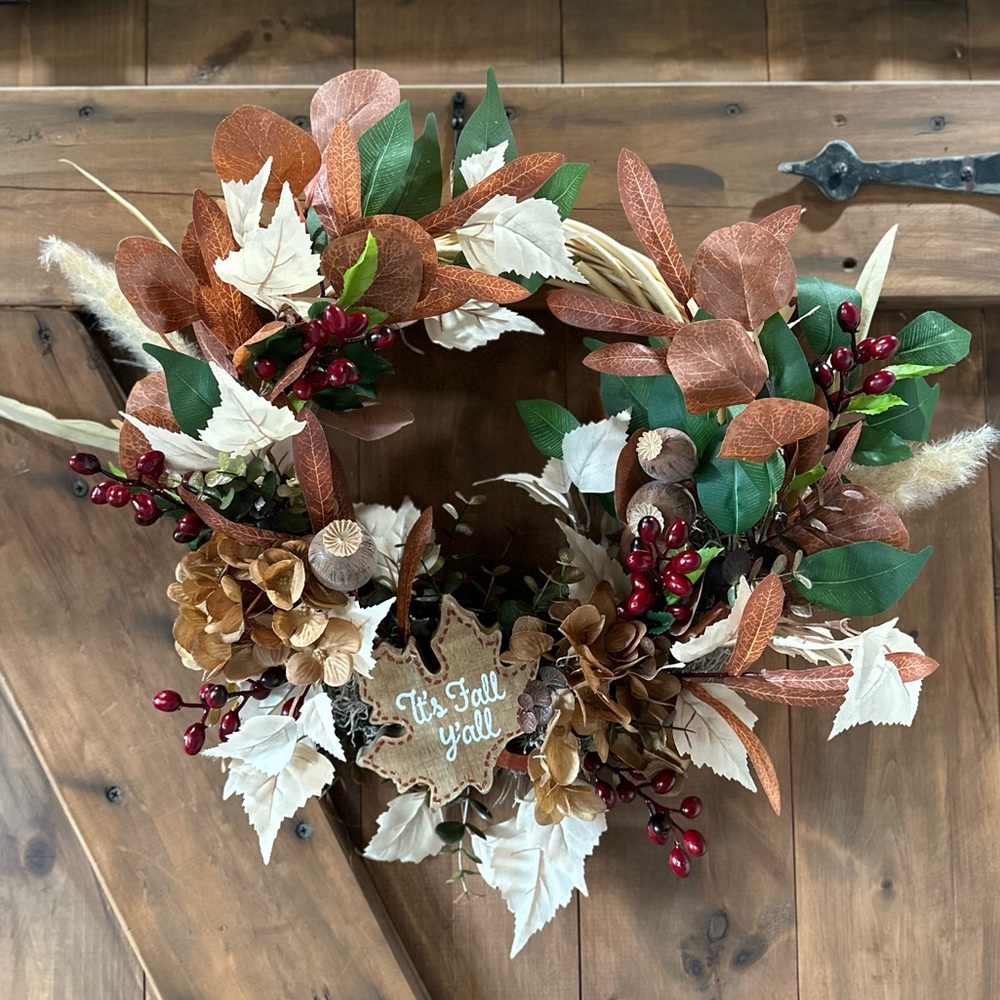 Autumn Wreath with Leaves and Berries